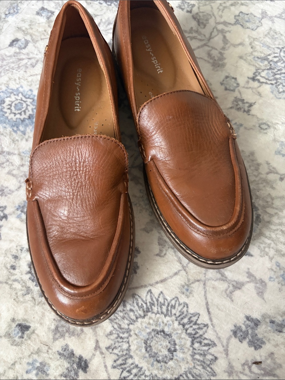 Easy Spirit Women's Brown Leather Slip-On Loafers